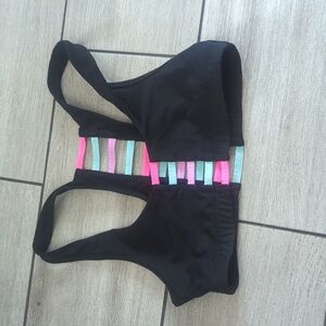 PINK strap sportsbra (m) black rainbow